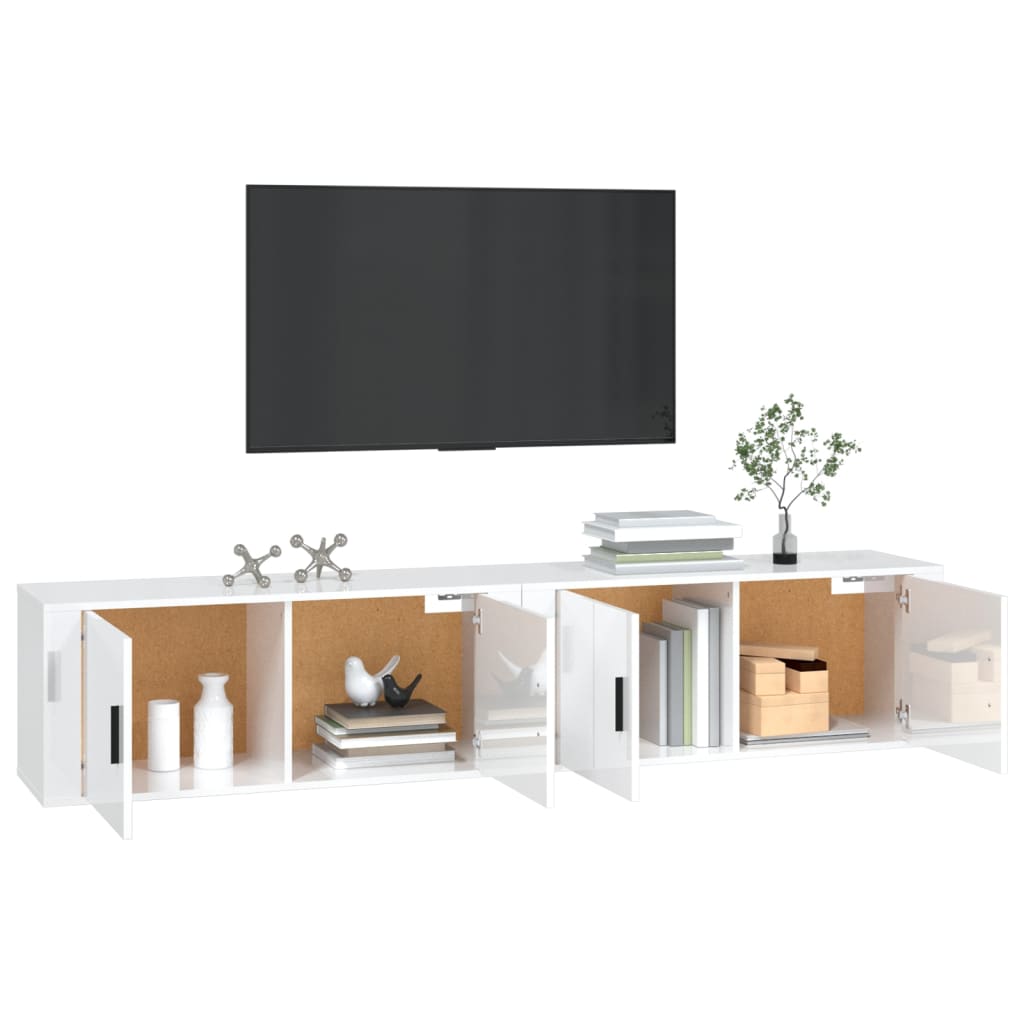 vidaXL Wall-mounted TV Cabinets 2 pcs High Gloss White 100x34.5x40 cm