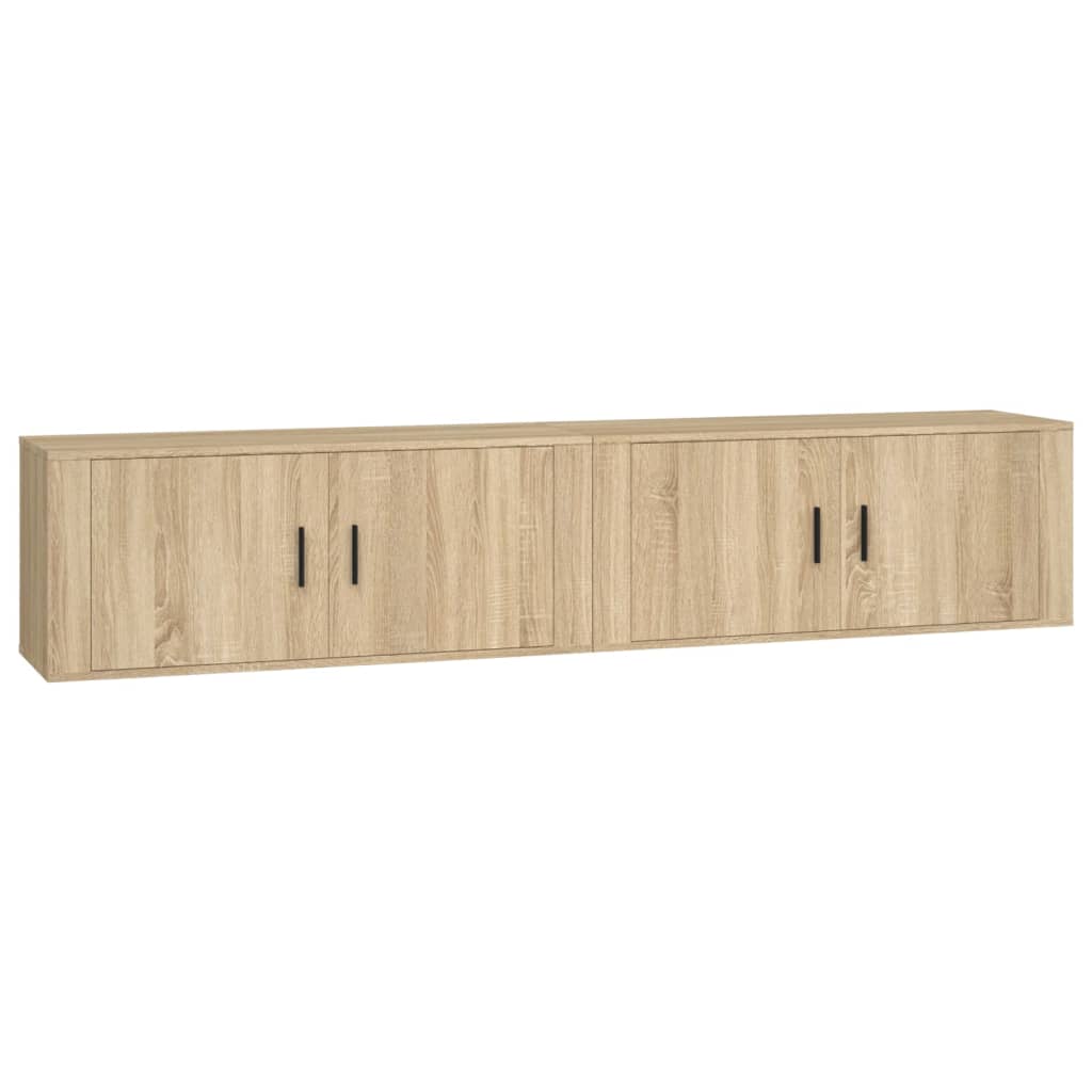 2 Piece Wall-mounted TV Cabinet Set Sonoma Oak 100x34,5x40 cm