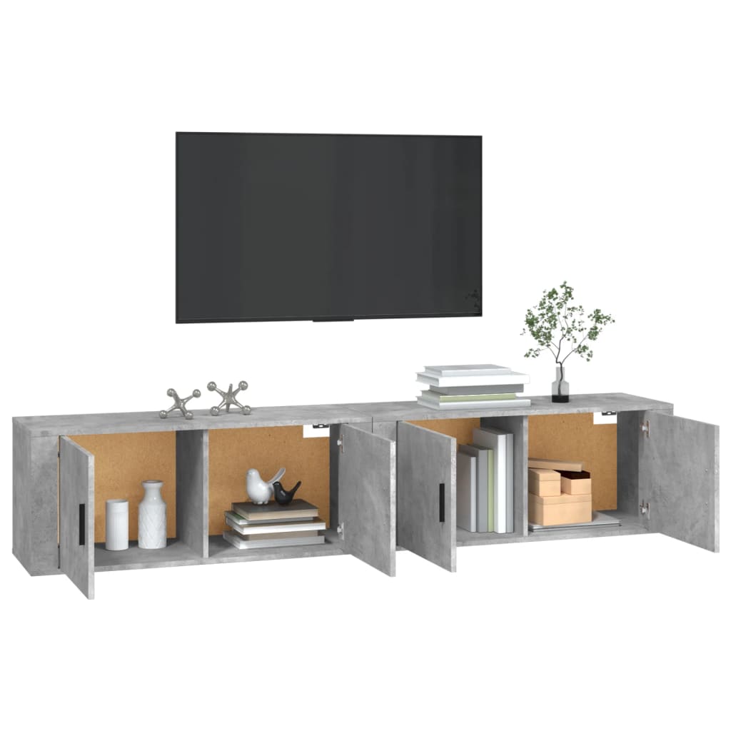 2 Piece Wall-mounted TV Cabinet Set Concrete Grey 100x34,5x40 cm