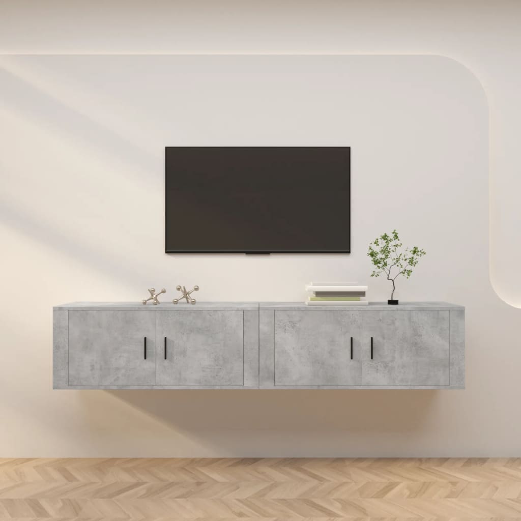 vidaXL Wall-mounted TV Cabinets 2 pcs Concrete Grey 100x34.5x40 cm