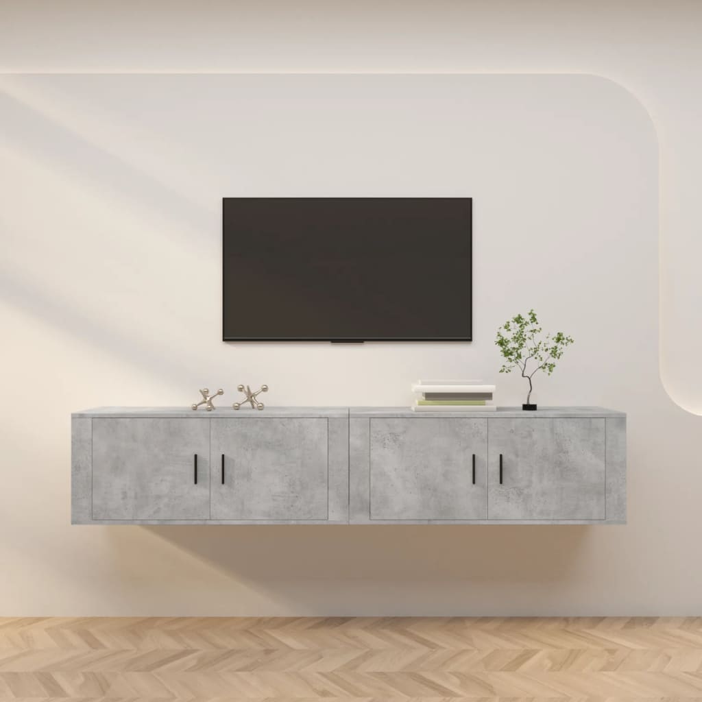 2 Piece Wall-mounted TV Cabinet Set Concrete Grey 100x34,5x40 cm