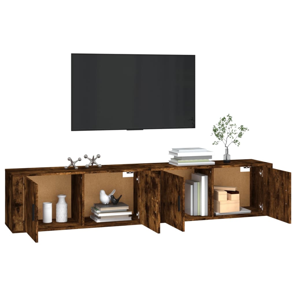 2 Piece Wall-mounted TV Cabinet Set Smoked Oak 100x34,5x40 cm