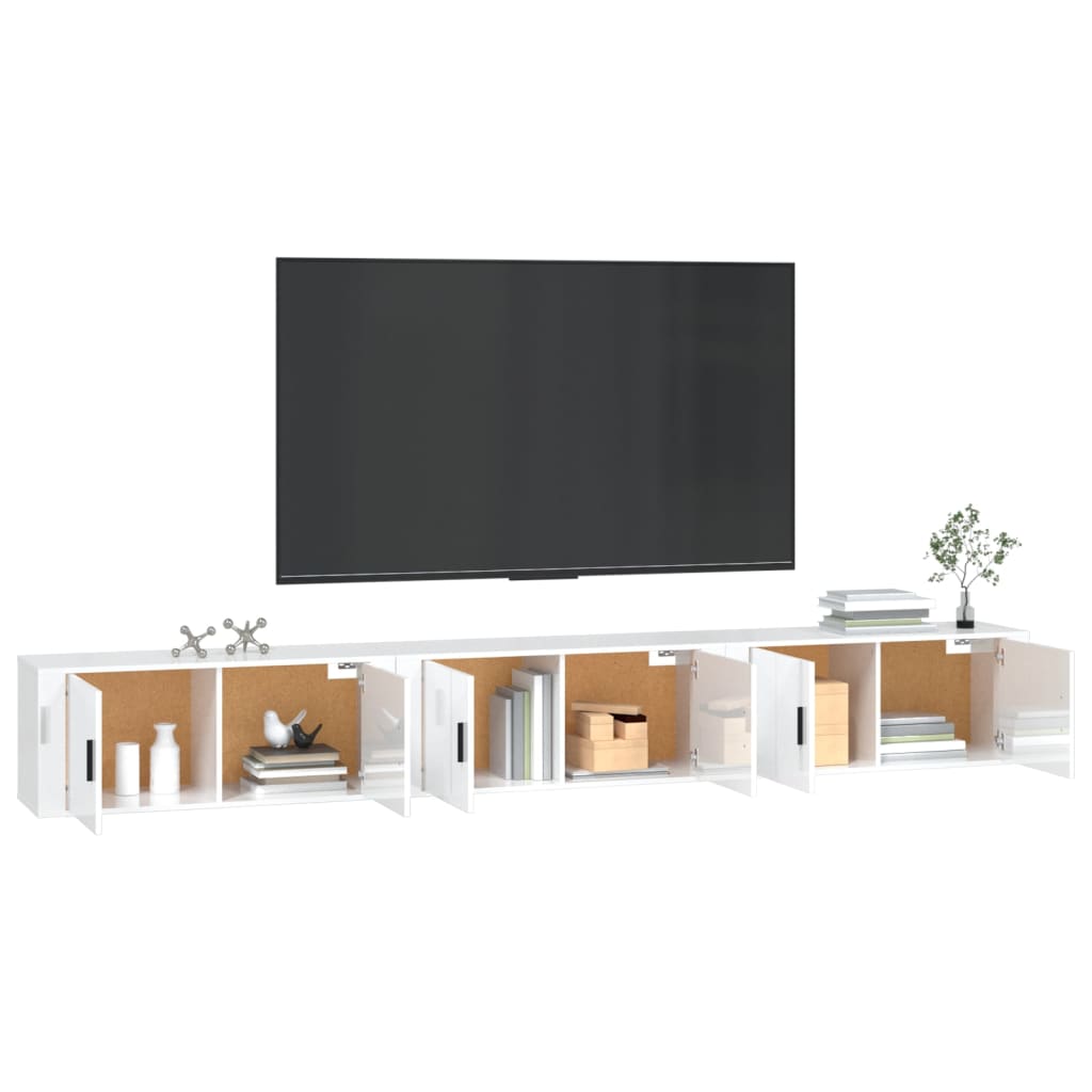 vidaXL Wall-mounted TV Cabinets 3 pcs High Gloss White 100x34.5x40 cm