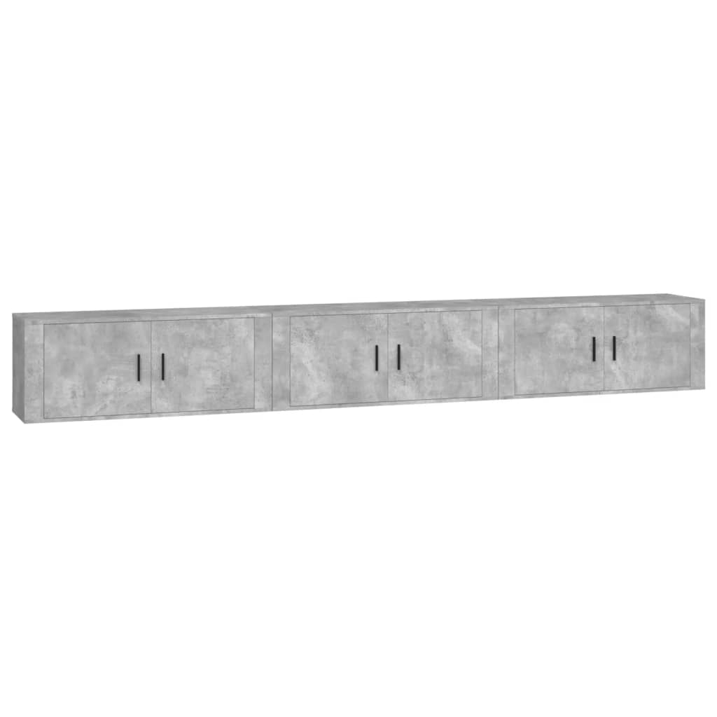 3 Piece Wall-mounted TV Cabinet Set Concrete Grey 100x34,5x40 cm