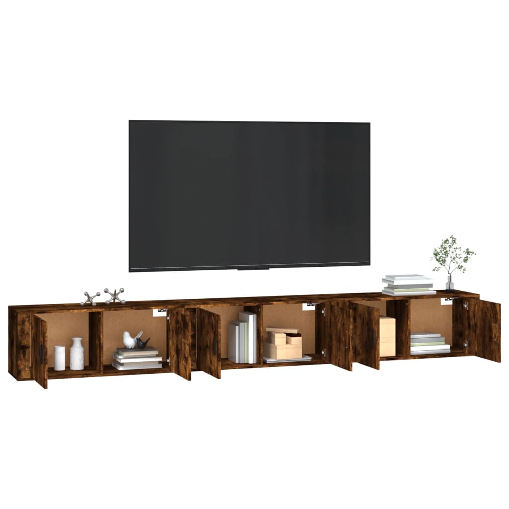 3 Piece Wall-mounted TV Cabinet Set Smoked Oak 100x34,5x40 cm