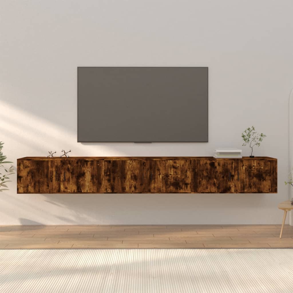 3 Piece Wall-mounted TV Cabinet Set Smoked Oak 100x34,5x40 cm