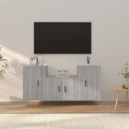 vidaXL 3 Piece TV Cabinet Set Grey Sonoma Engineered Wood