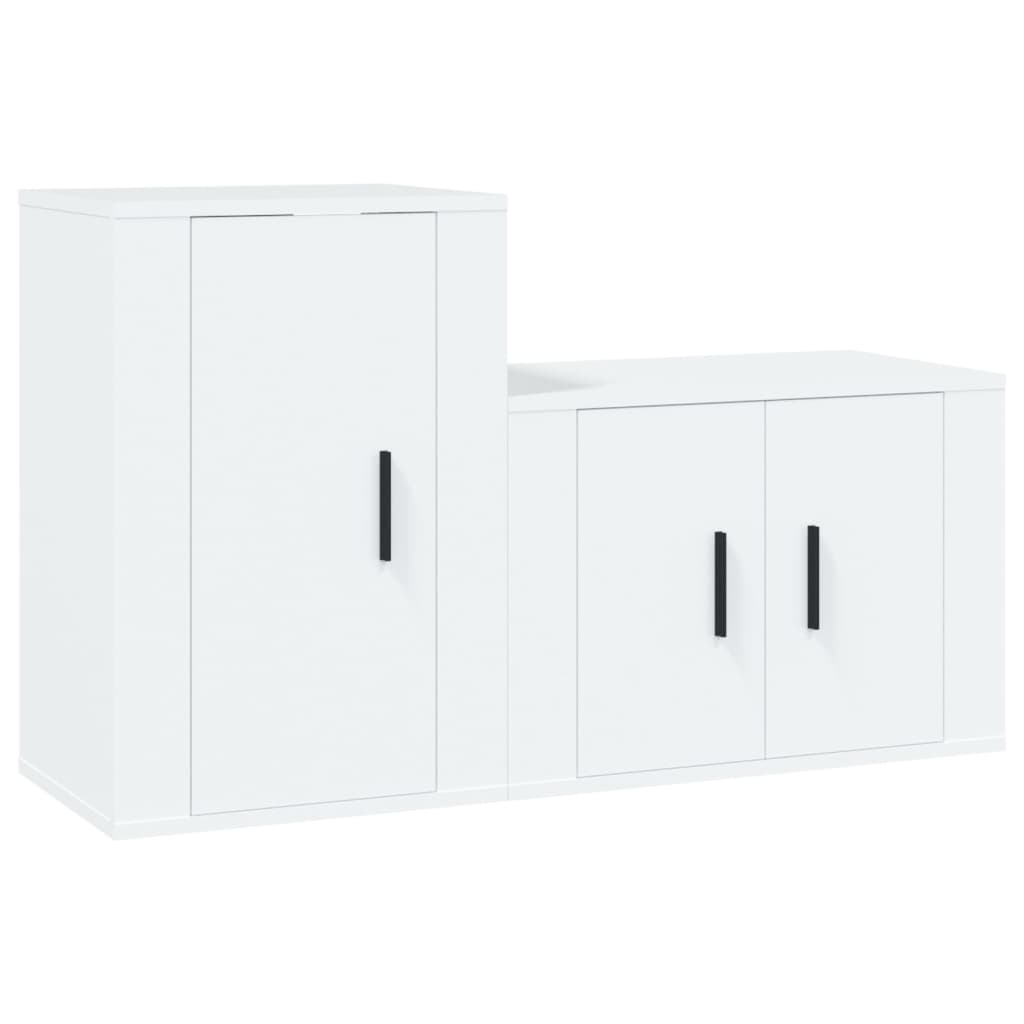 vidaXL 2 Piece TV Cabinet Set White Engineered Wood