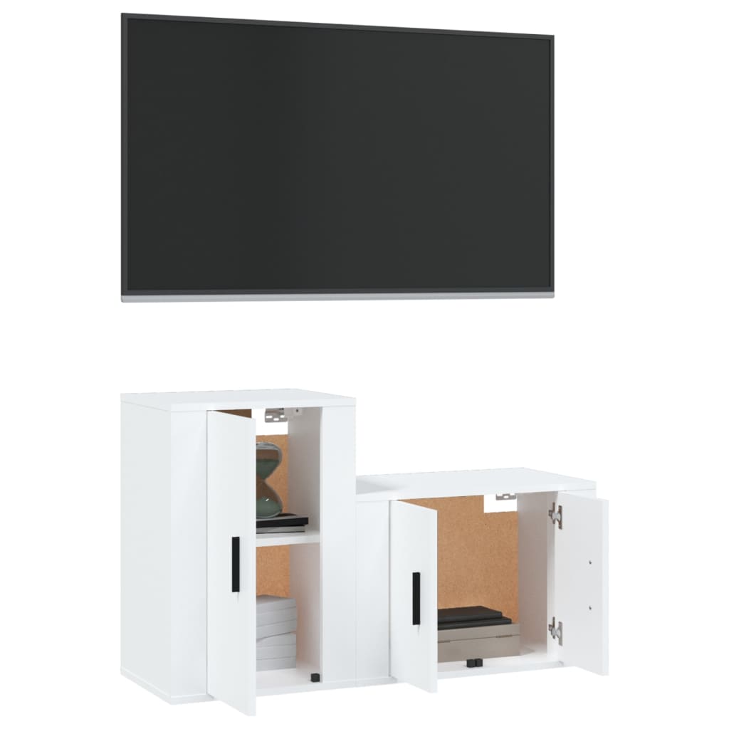 vidaXL 2 Piece TV Cabinet Set White Engineered Wood