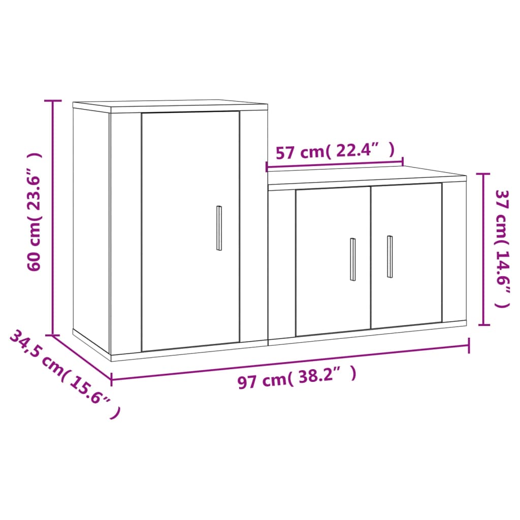 vidaXL 2 Piece TV Cabinet Set White Engineered Wood