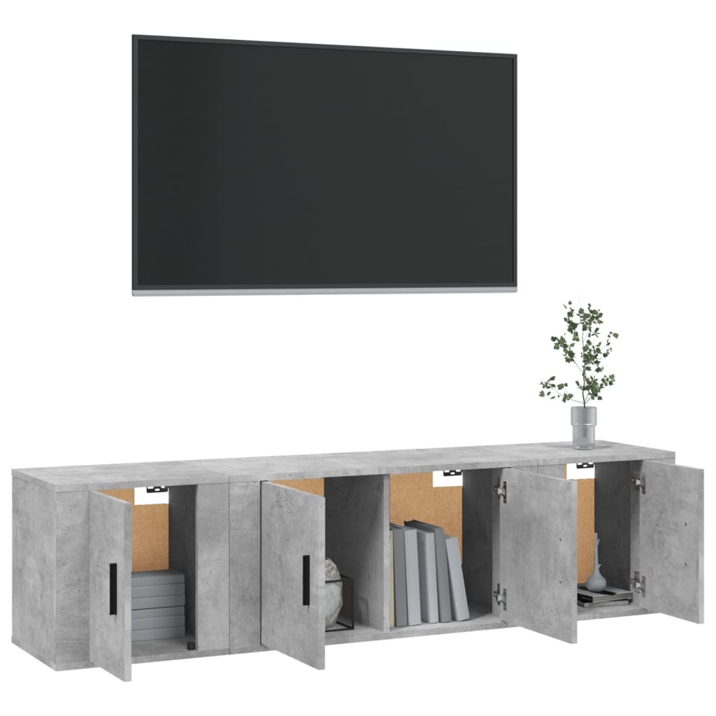 vidaXL 3 Piece TV Cabinet Set Concrete Grey Engineered Wood