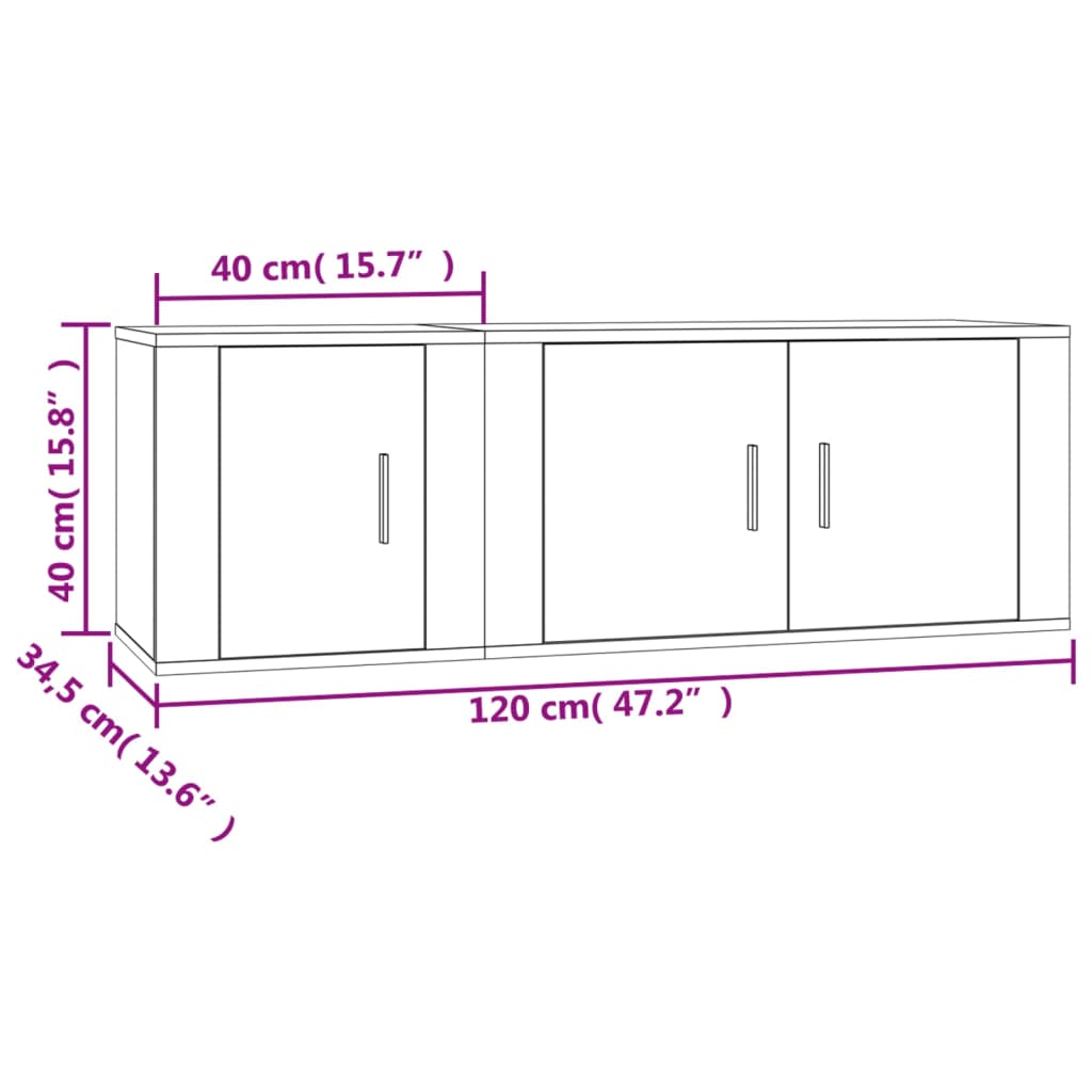 2 Piece TV Cabinet Set Grey Sonoma Engineered Wood