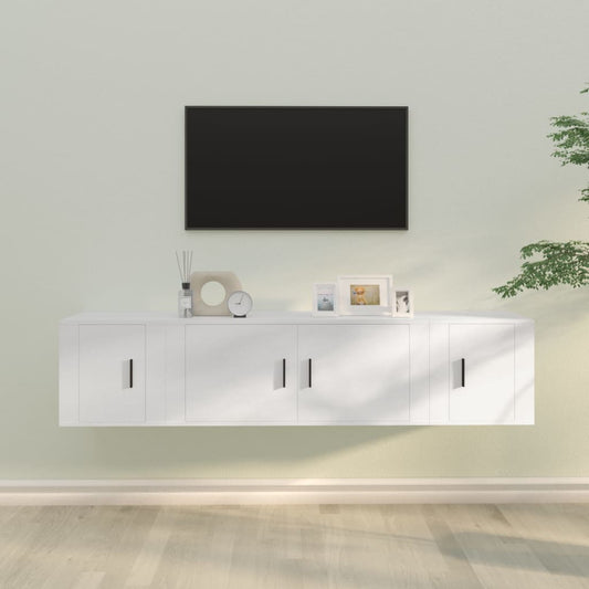 vidaXL 3 Piece TV Cabinet Set White Engineered Wood