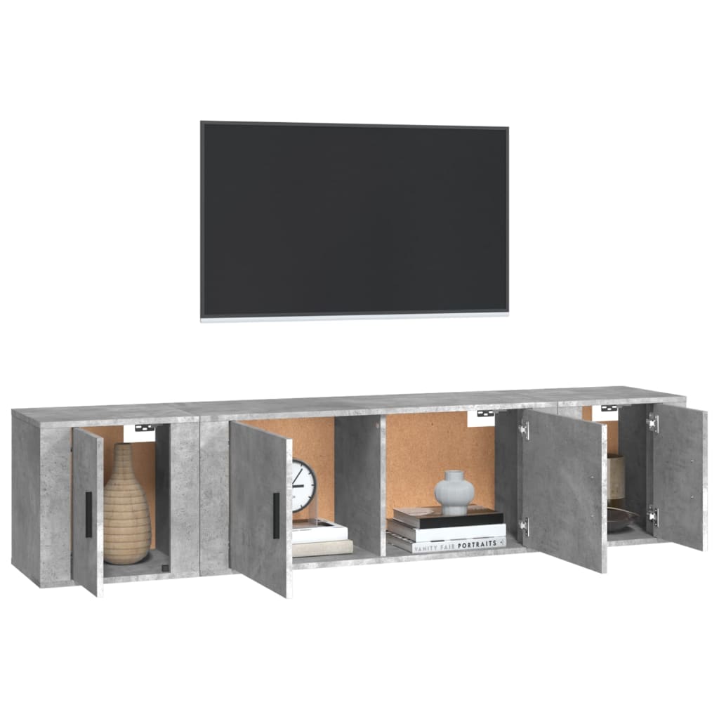 vidaXL 3 Piece TV Cabinet Set Concrete Grey Engineered Wood