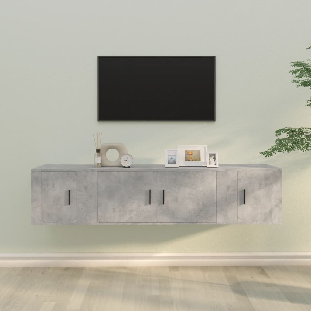 vidaXL 3 Piece TV Cabinet Set Concrete Grey Engineered Wood