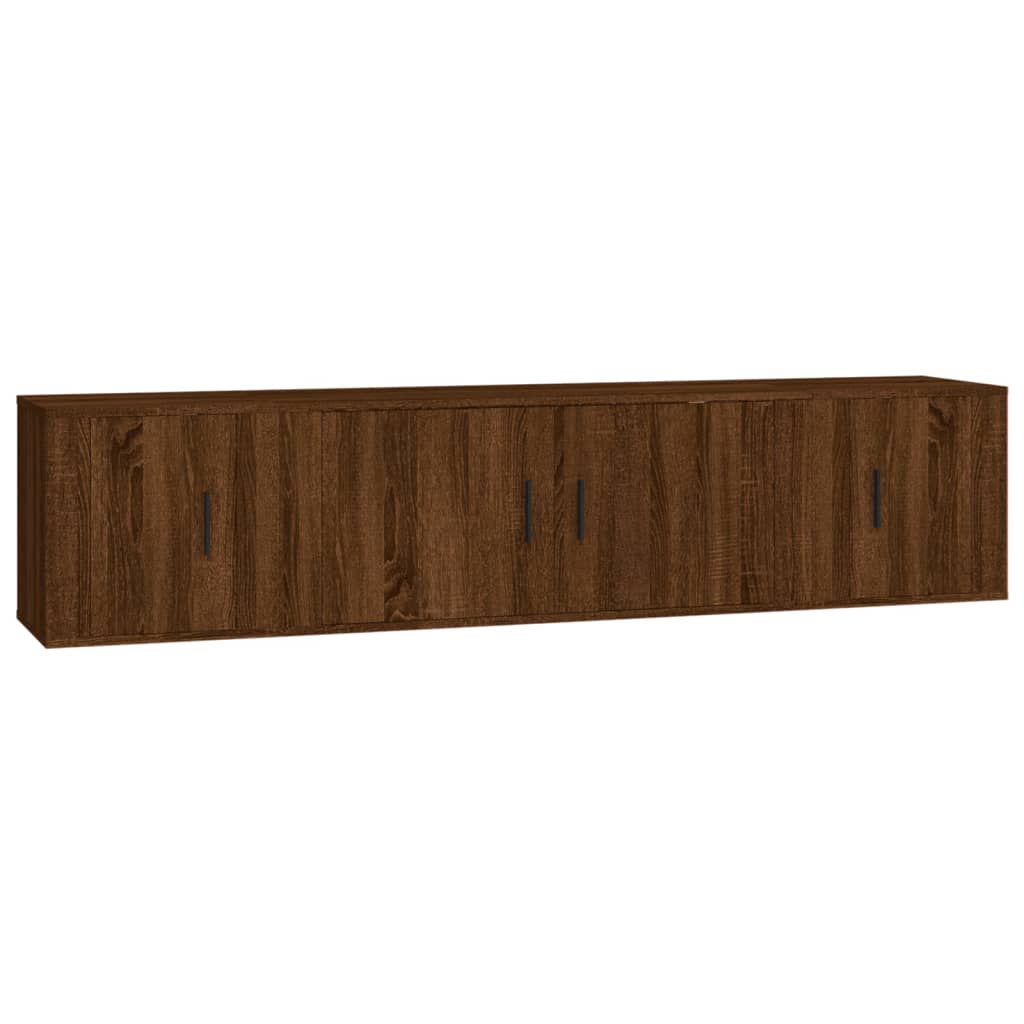 vidaXL 3 Piece TV Cabinet Set Brown Oak Engineered Wood