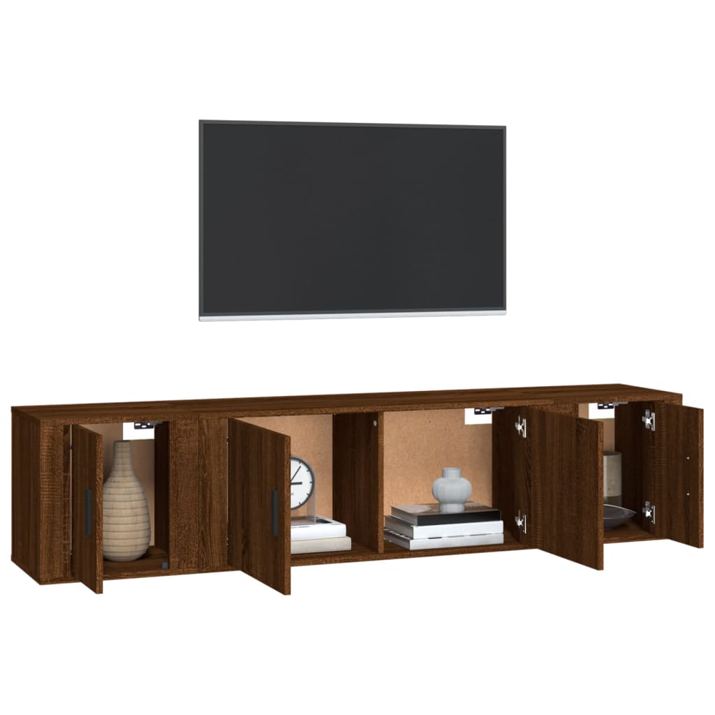 vidaXL 3 Piece TV Cabinet Set Brown Oak Engineered Wood