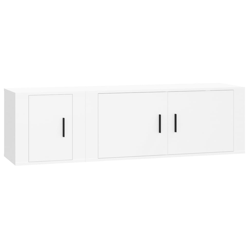 vidaXL 2 Piece TV Cabinet Set White Engineered Wood