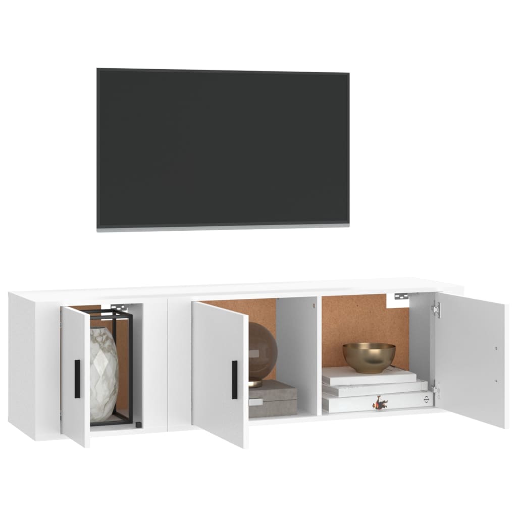 vidaXL 2 Piece TV Cabinet Set White Engineered Wood