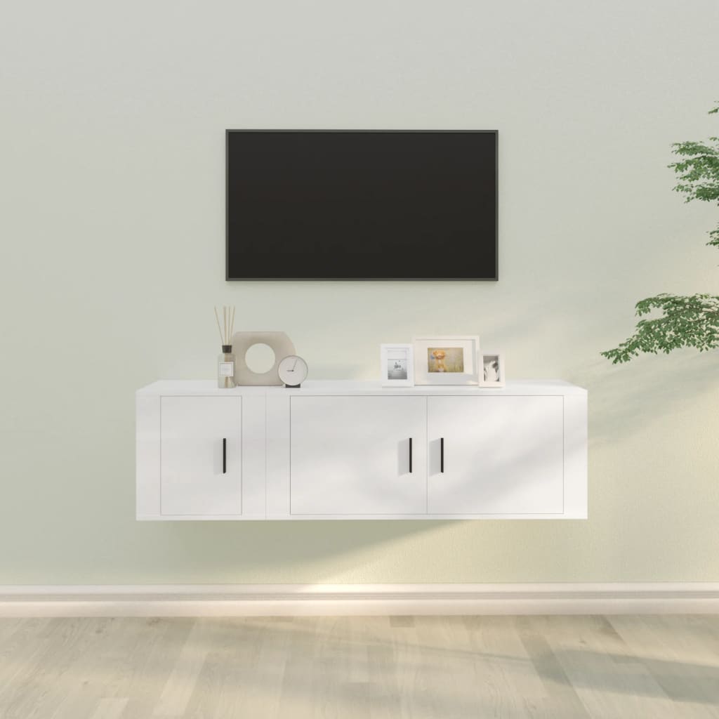 vidaXL 2 Piece TV Cabinet Set White Engineered Wood