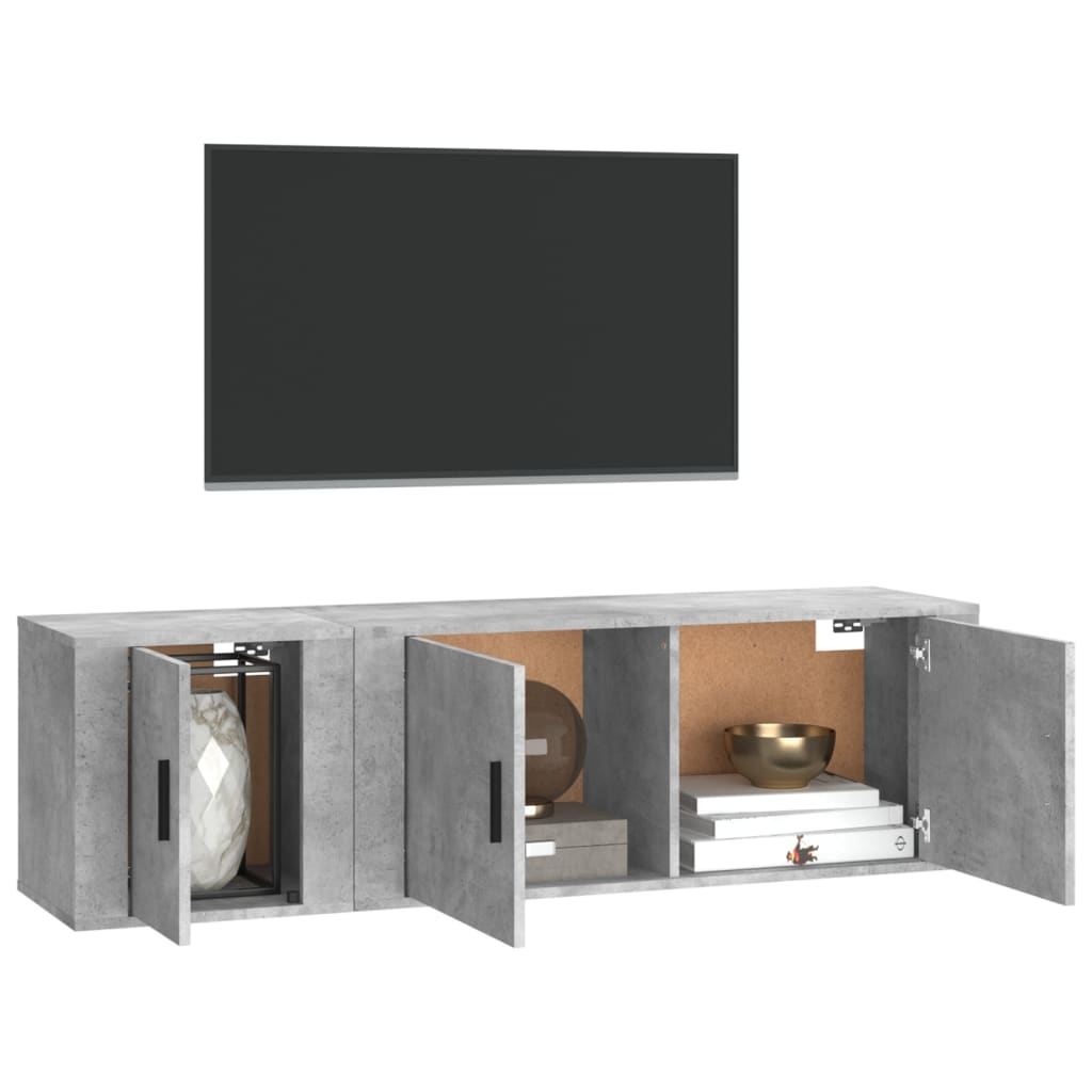 vidaXL 2 Piece TV Cabinet Set Concrete Grey Engineered Wood