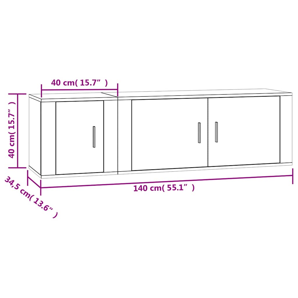 2 Piece TV Cabinet Set Concrete Grey Engineered Wood