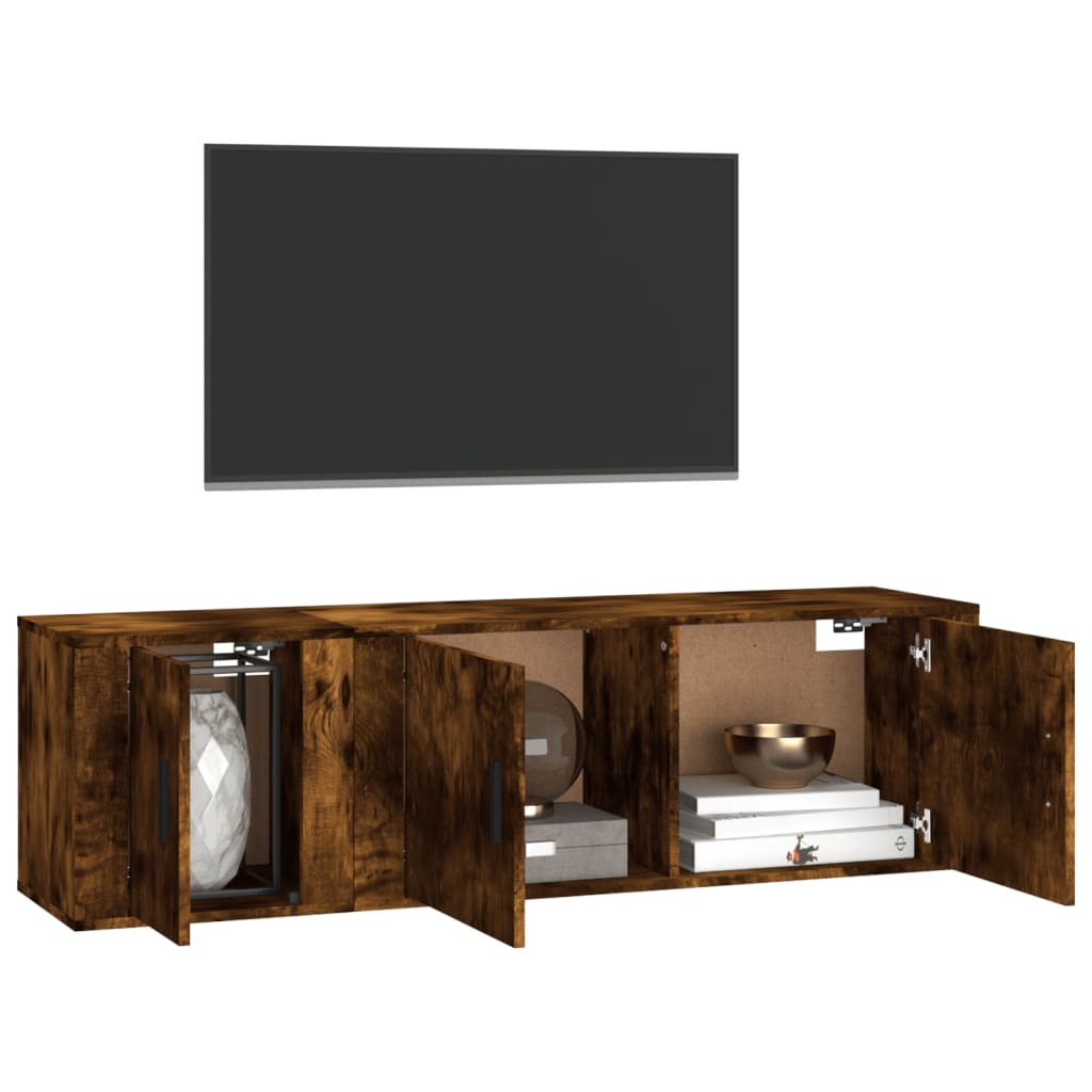 vidaXL 2 Piece TV Cabinet Set Smoked Oak Engineered Wood