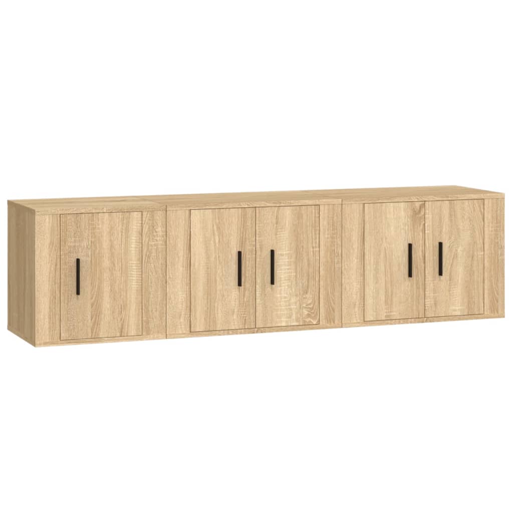 vidaXL 3 Piece TV Cabinet Set Sonoma Oak Engineered Wood