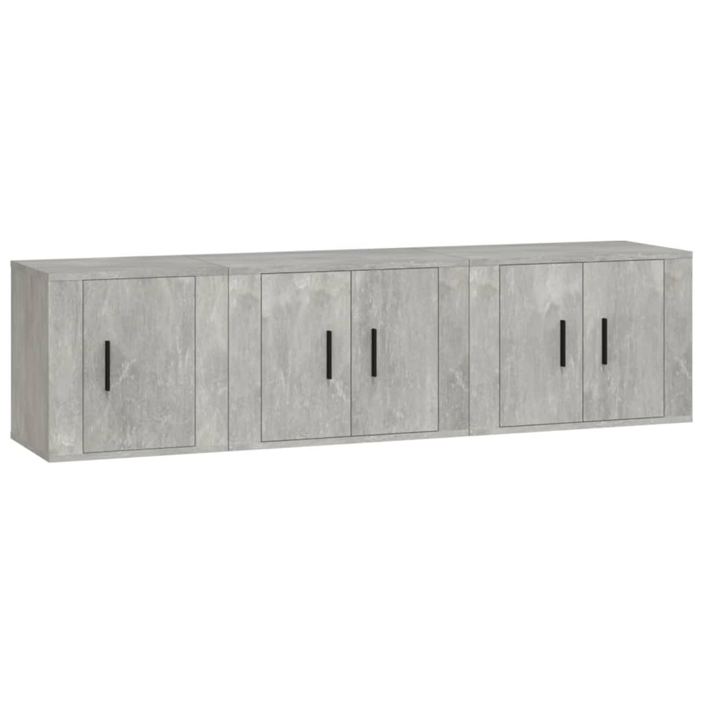 vidaXL 3 Piece TV Cabinet Set Concrete Grey Engineered Wood