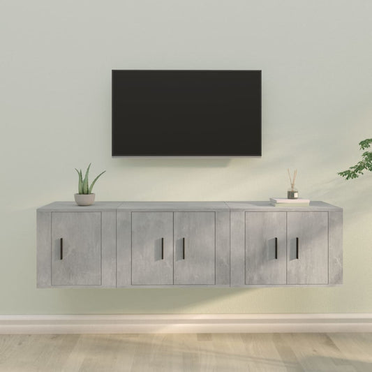 vidaXL 3 Piece TV Cabinet Set Concrete Grey Engineered Wood