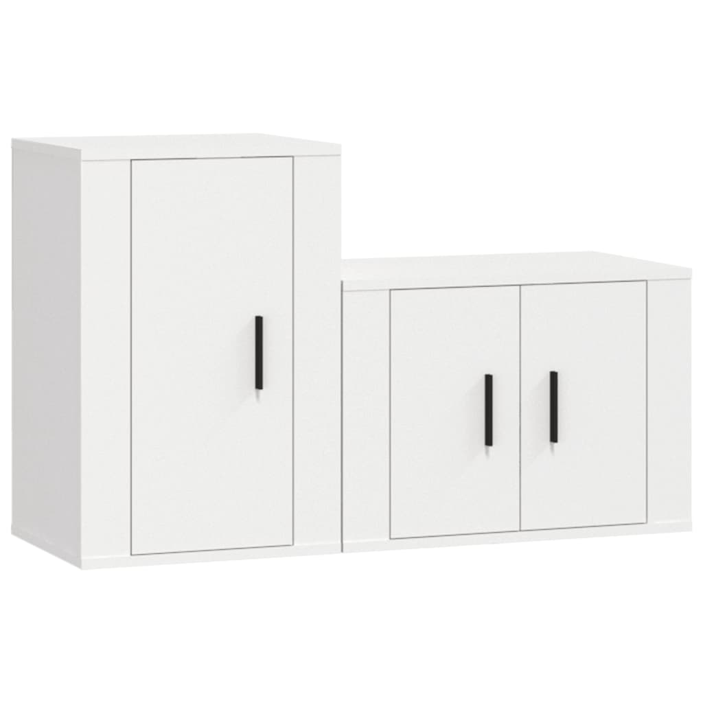 vidaXL 2 Piece TV Cabinet Set White Engineered Wood