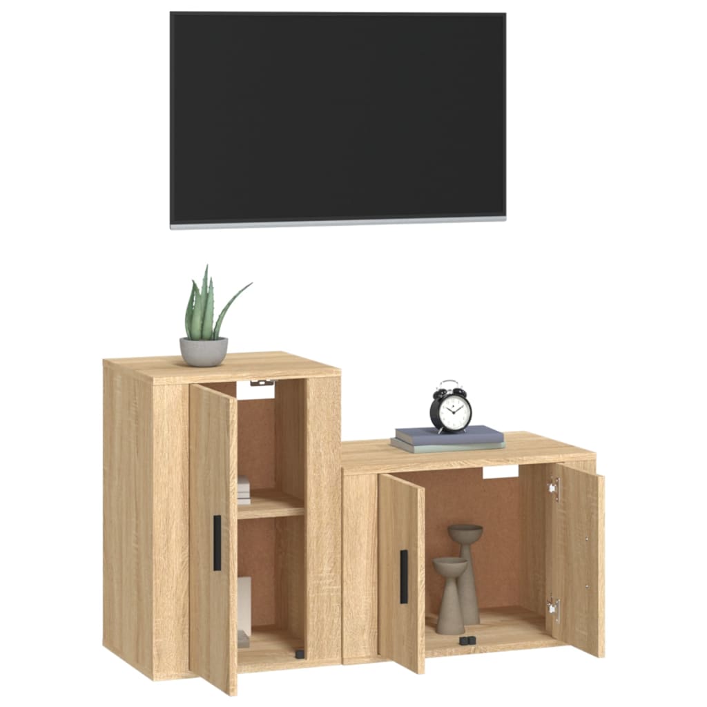 vidaXL 2 Piece TV Cabinet Set Sonoma Oak Engineered Wood