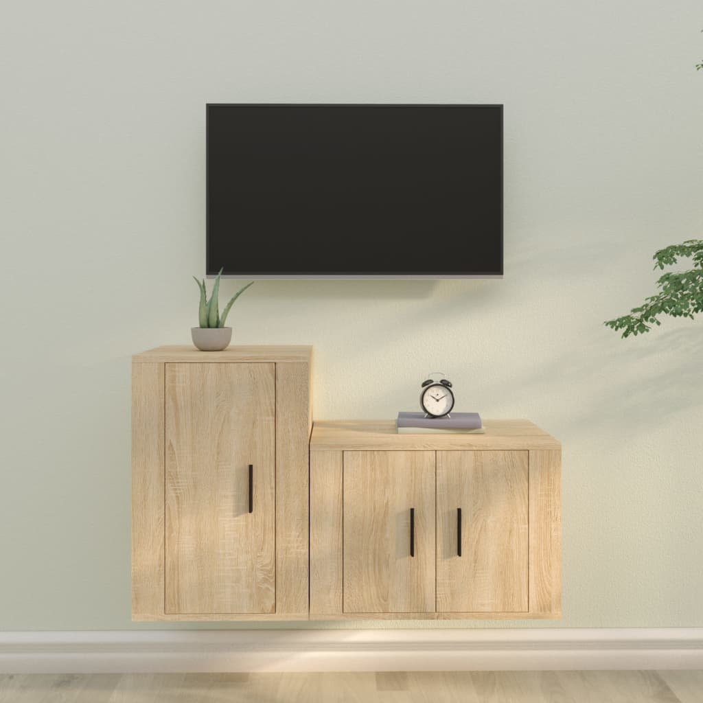 vidaXL 2 Piece TV Cabinet Set Sonoma Oak Engineered Wood