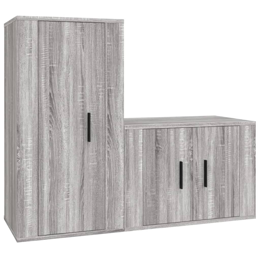 vidaXL 2 Piece TV Cabinet Set Grey Sonoma Engineered Wood