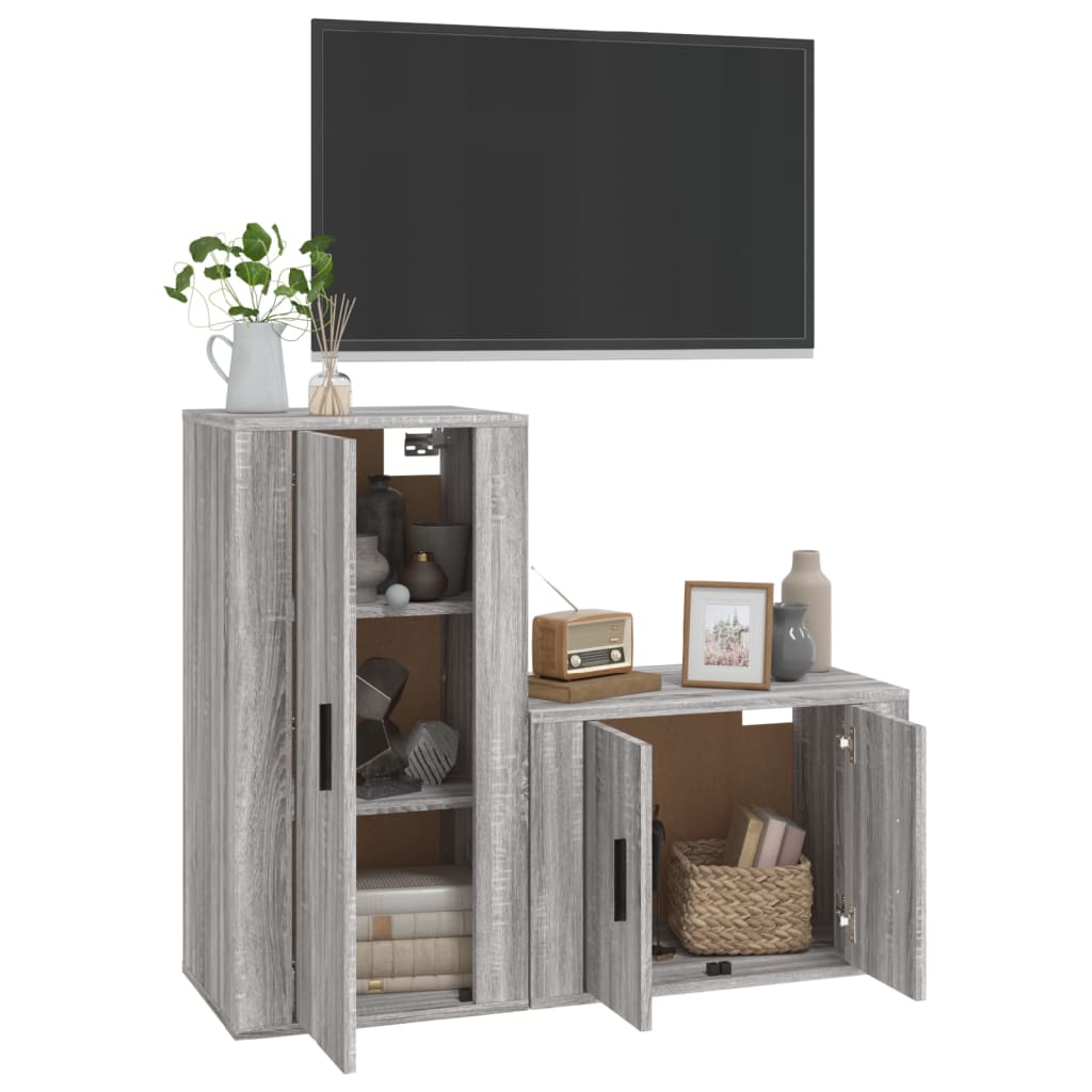 vidaXL 2 Piece TV Cabinet Set Grey Sonoma Engineered Wood