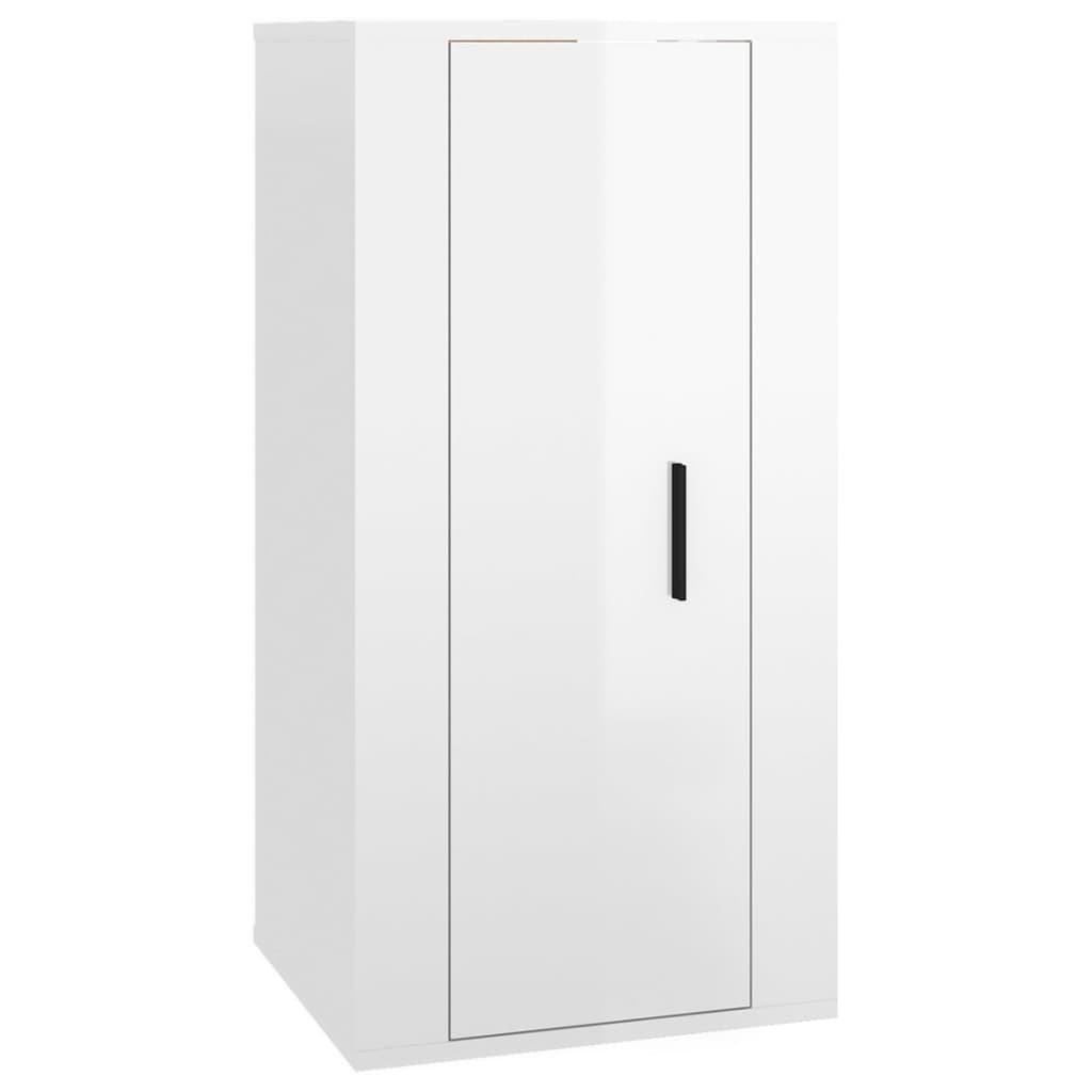 vidaXL 2 Piece TV Cabinet Set High Gloss White Engineered Wood