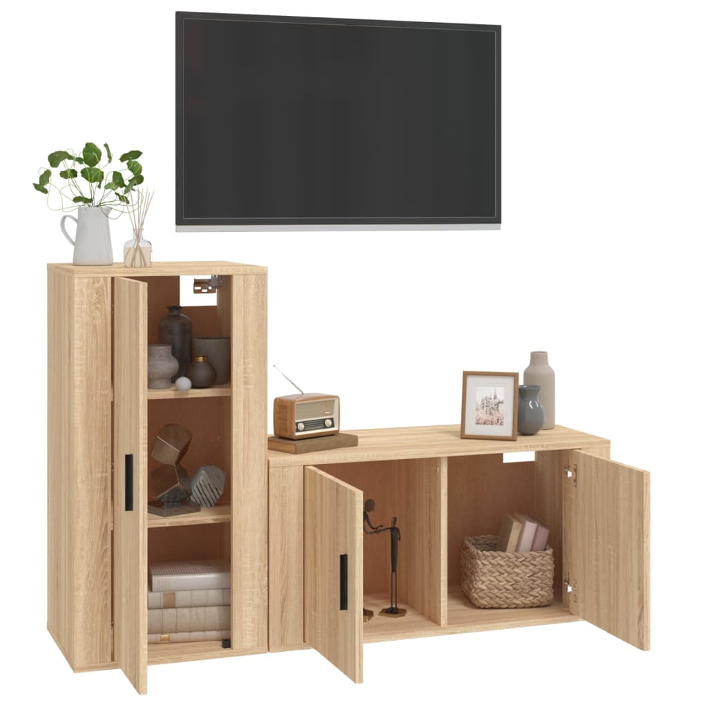 vidaXL 2 Piece TV Cabinet Set Sonoma Oak Engineered Wood