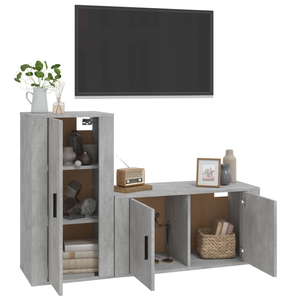 vidaXL 2 Piece TV Cabinet Set Concrete Grey Engineered Wood