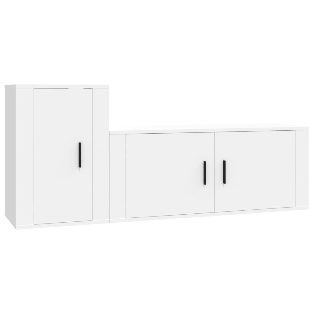 vidaXL 2 Piece TV Cabinet Set White Engineered Wood