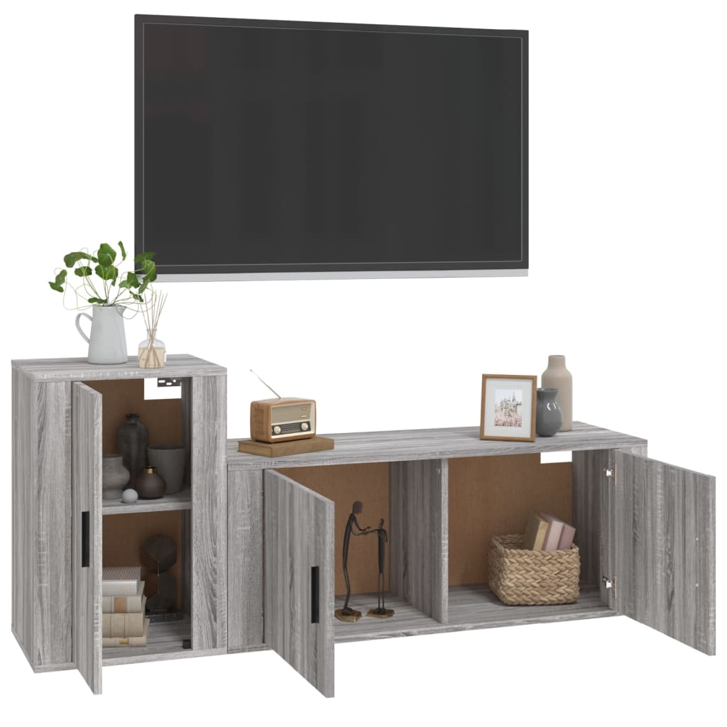 vidaXL 2 Piece TV Cabinet Set Grey Sonoma Engineered Wood