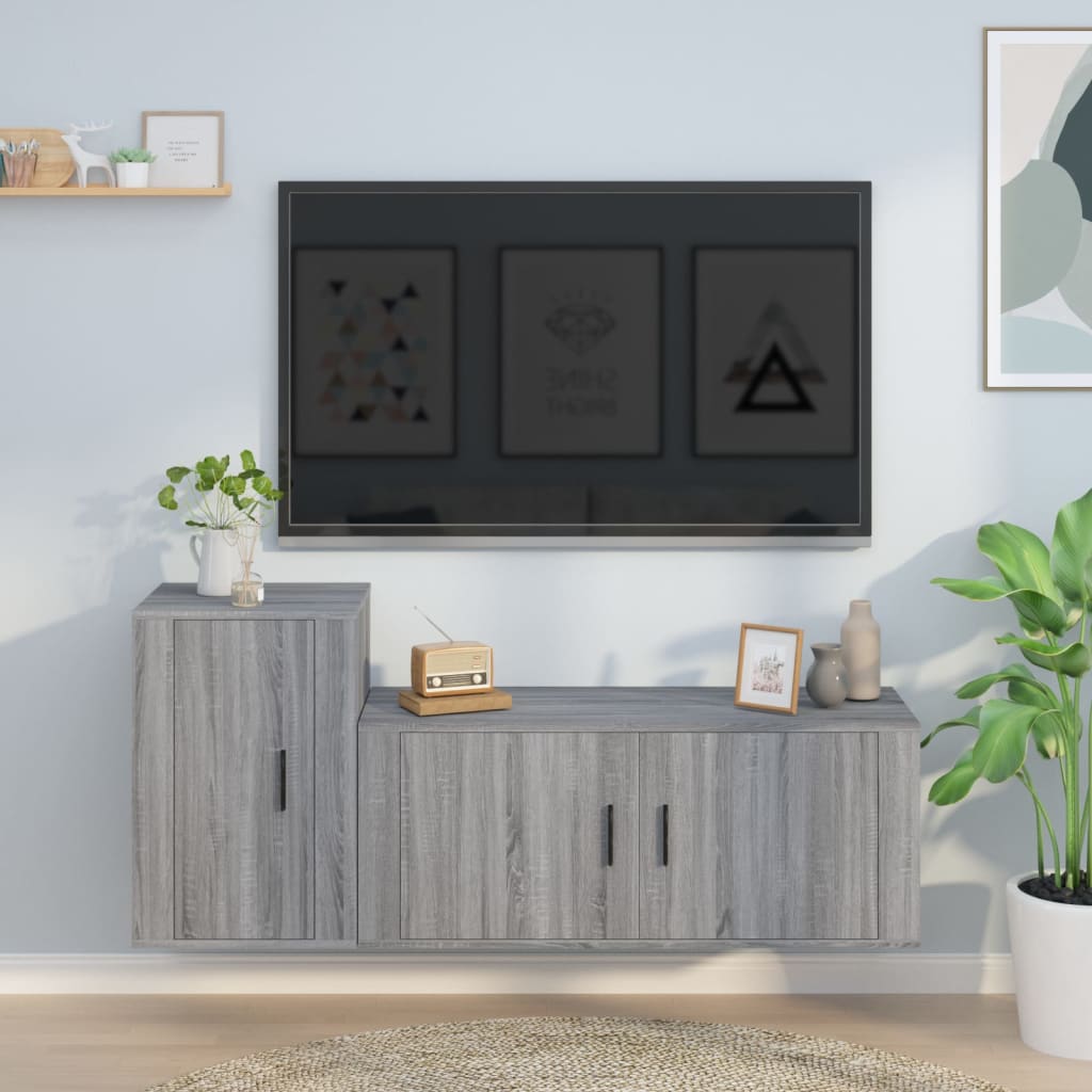 vidaXL 2 Piece TV Cabinet Set Grey Sonoma Engineered Wood