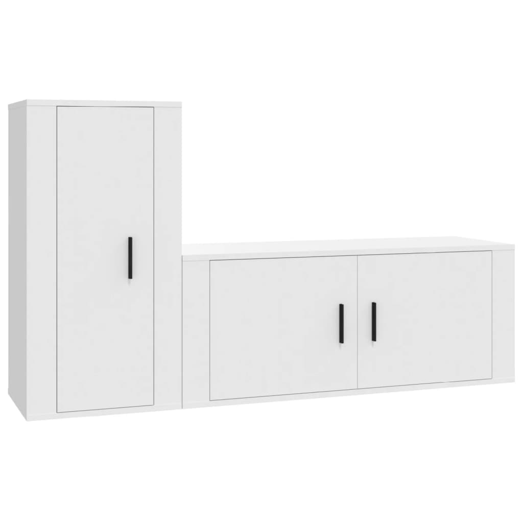 vidaXL 2 Piece TV Cabinet Set White Engineered Wood