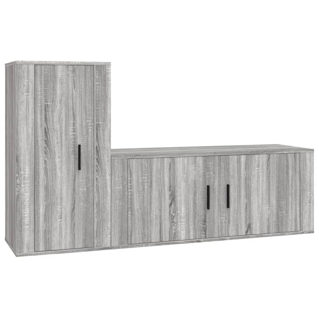 vidaXL 2 Piece TV Cabinet Set Grey Sonoma Engineered Wood