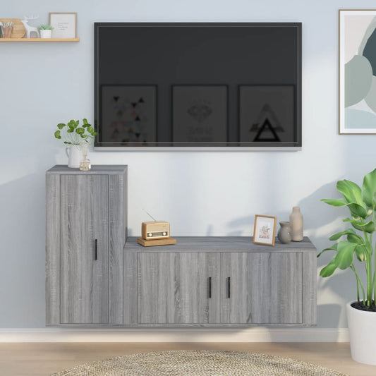 vidaXL 2 Piece TV Cabinet Set Grey Sonoma Engineered Wood