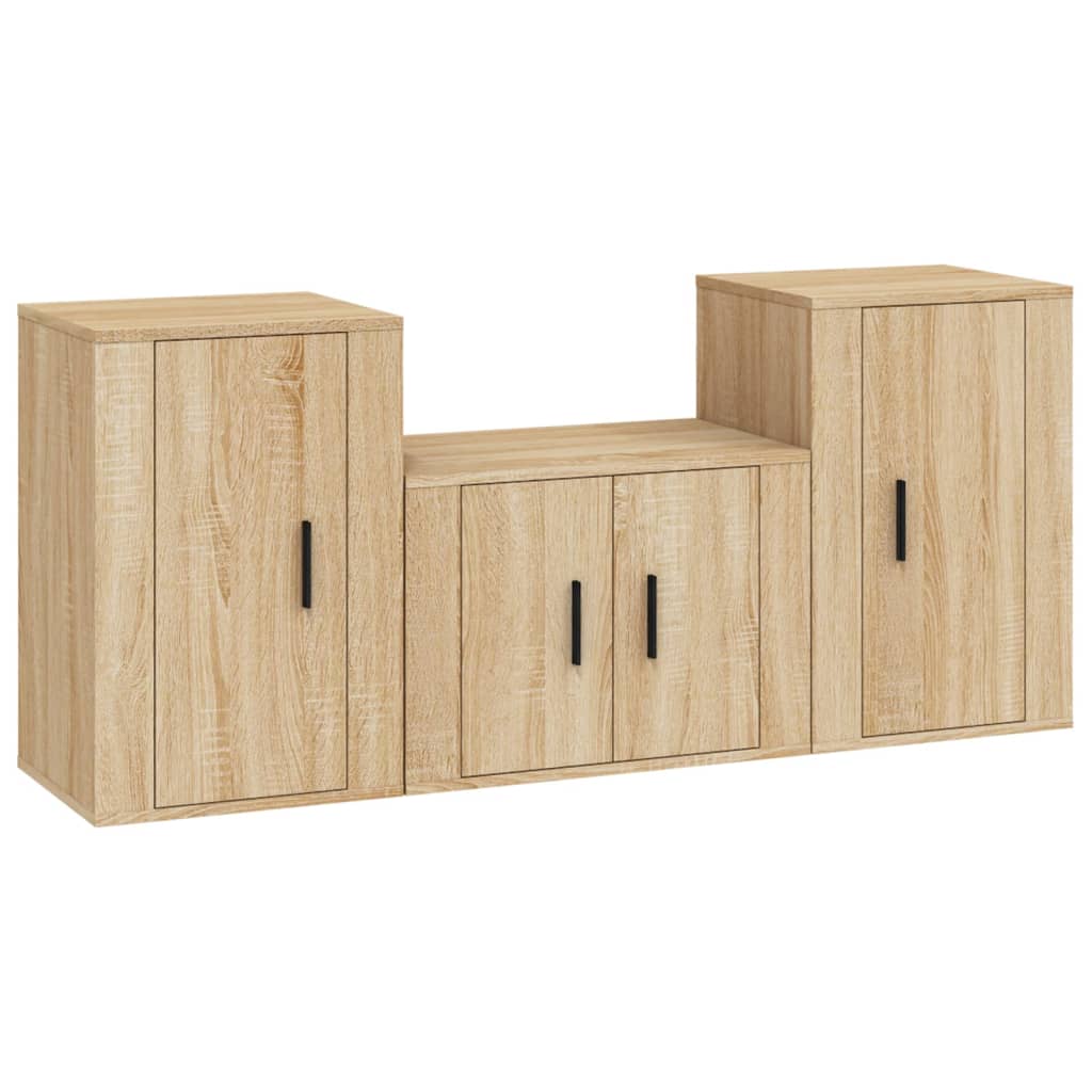 vidaXL 3 Piece TV Cabinet Set Sonoma Oak Engineered Wood