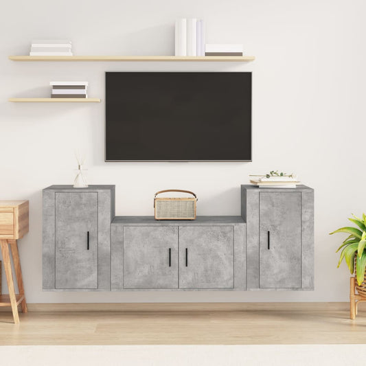 vidaXL 3 Piece TV Cabinet Set Concrete Grey Engineered Wood