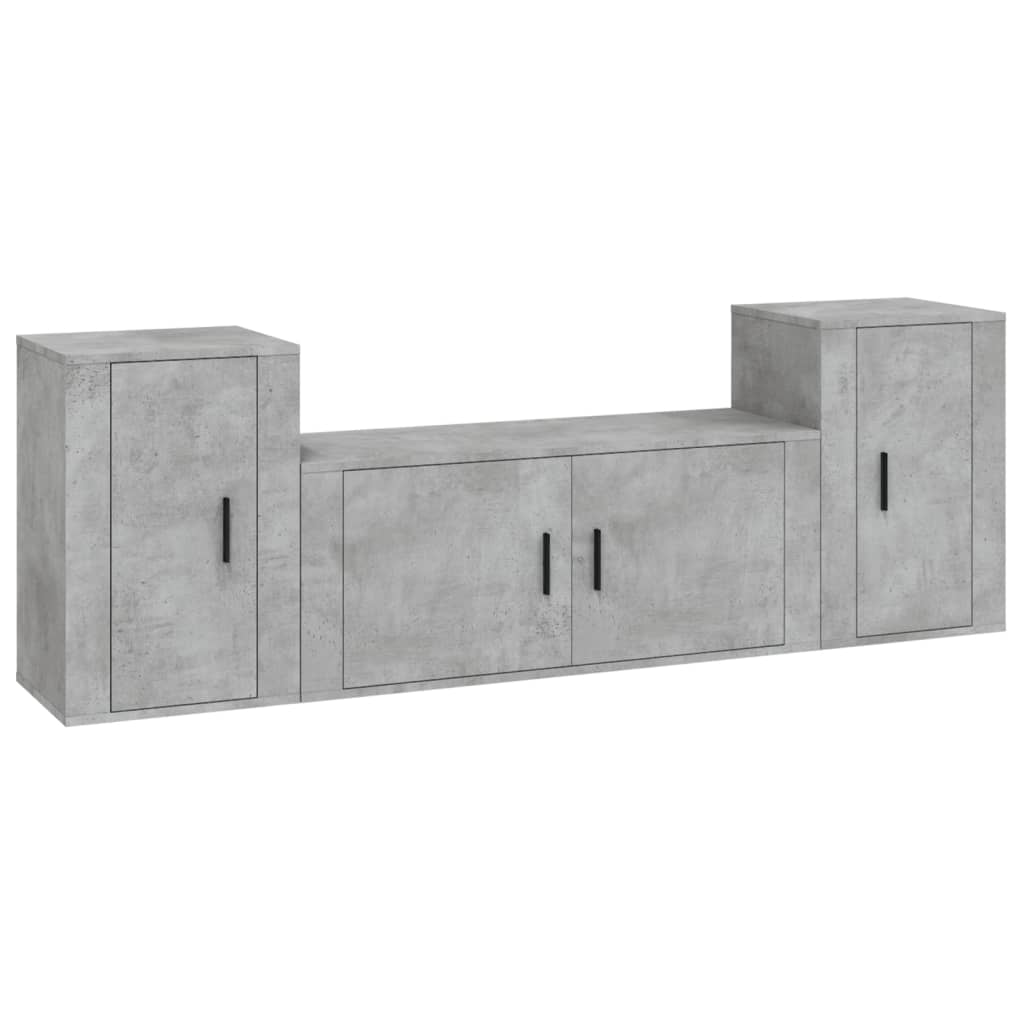 vidaXL 3 Piece TV Cabinet Set Concrete Grey Engineered Wood