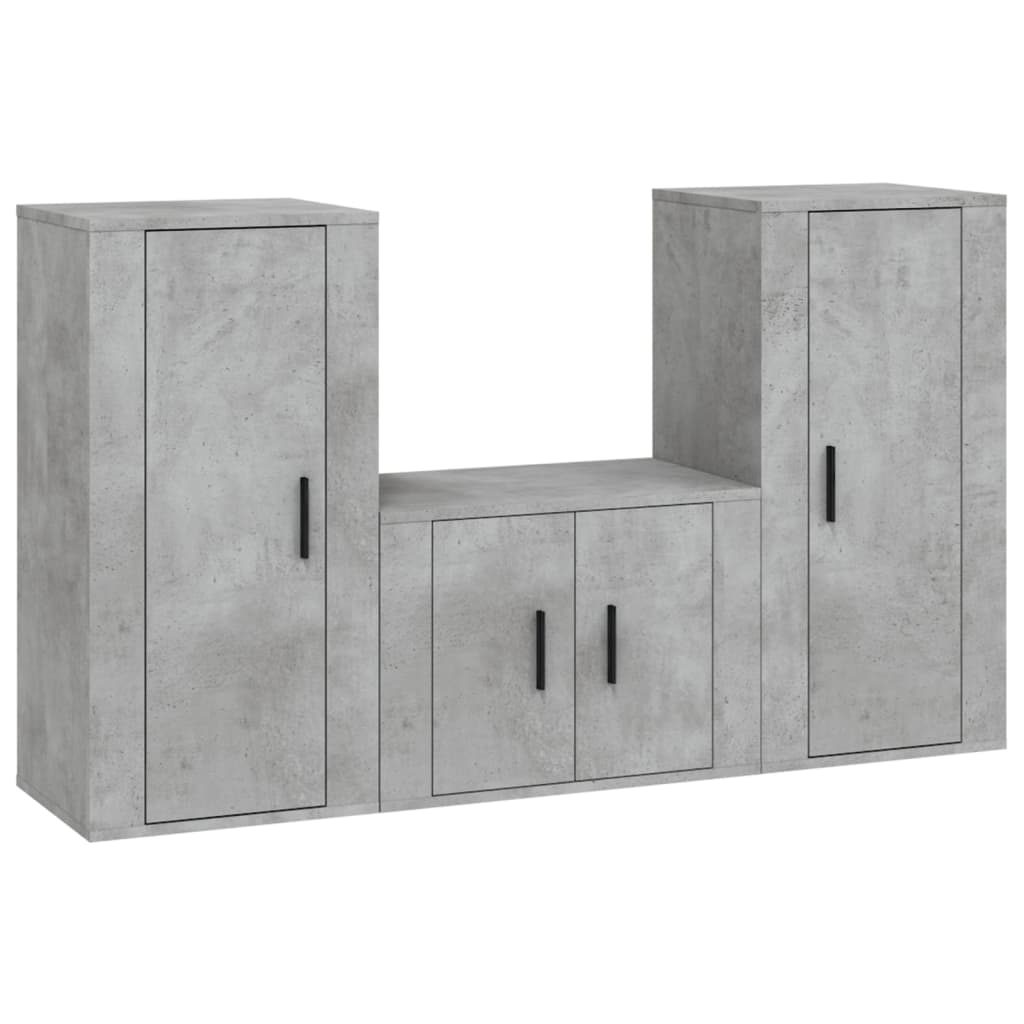 vidaXL 3 Piece TV Cabinet Set Concrete Grey Engineered Wood