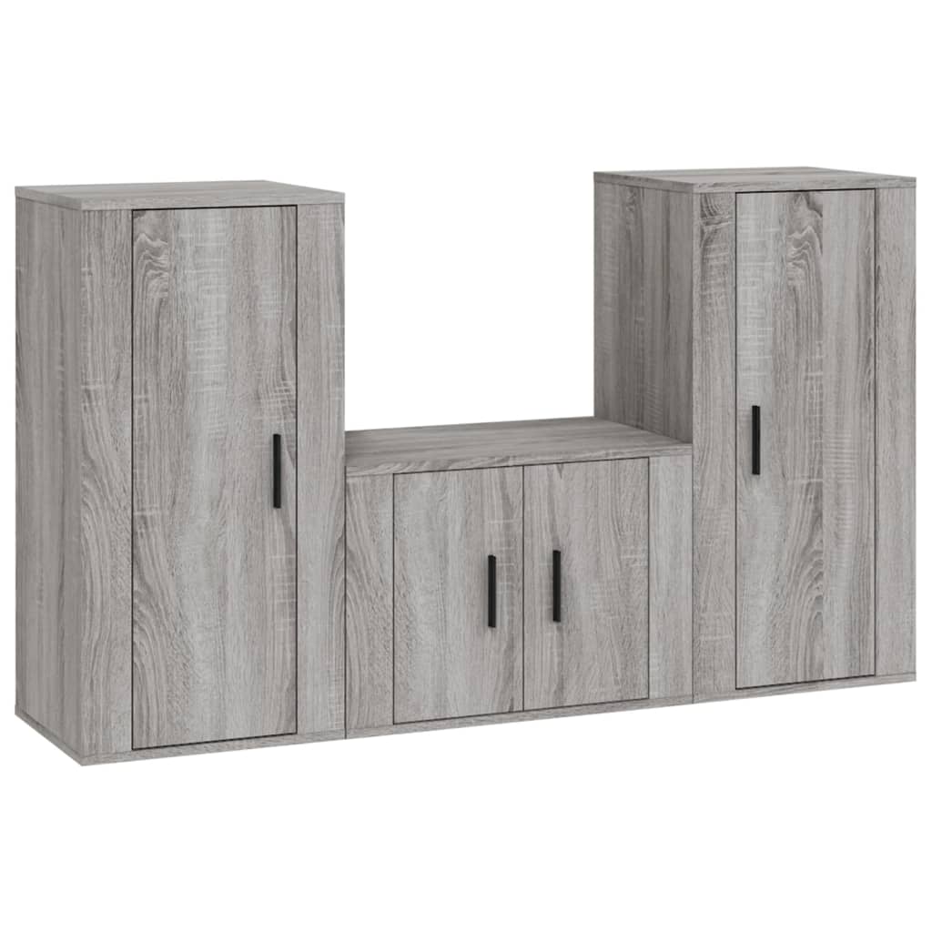 vidaXL 3 Piece TV Cabinet Set Grey Sonoma Engineered Wood