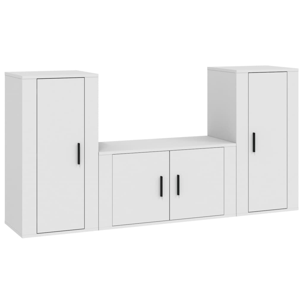 vidaXL 3 Piece TV Cabinet Set White Engineered Wood